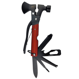 Machado multi-uso com canivete, martelo e chaves
