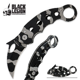 Faca Canivete Black Legion Karambit Camuflada Preta E Cinza